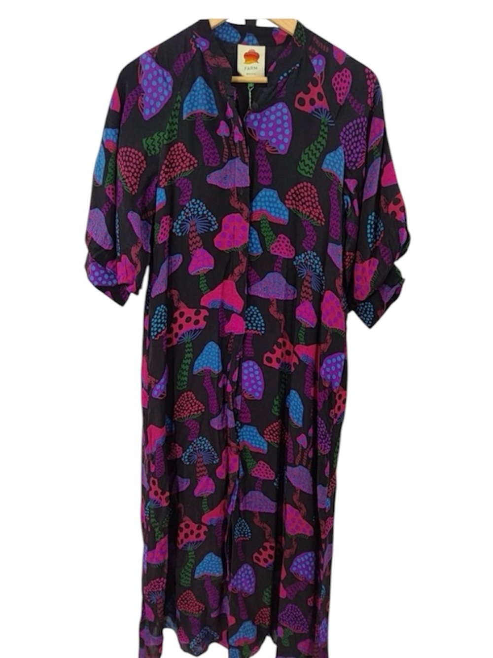 NEW NWT Farm Rio Colorful NeonMushroom Print Dress size S - Picture 2 of 3